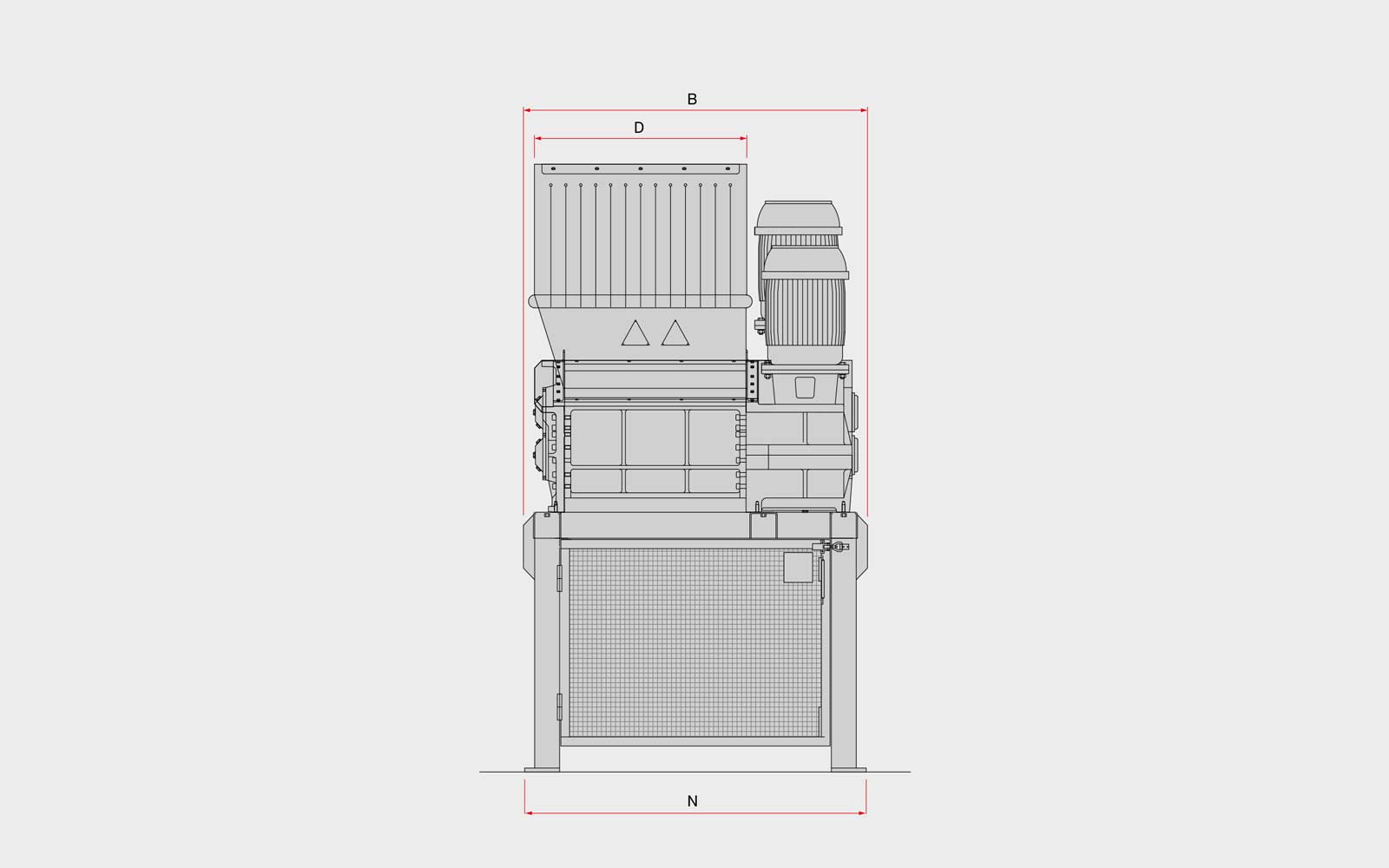 เครื่องบดย่อย 3 เพลา หรือเครื่องบดสับ 3 เพลา 30hp Satrindtech ด้านหลัง