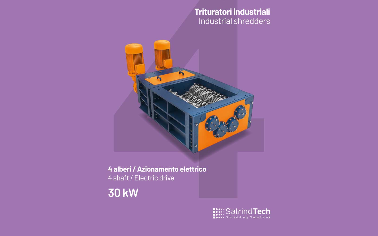 เครื่องบดย่อย 4 เพลา หรือเครื่องบดสับ 4 เพลา 40hp Satrindtech