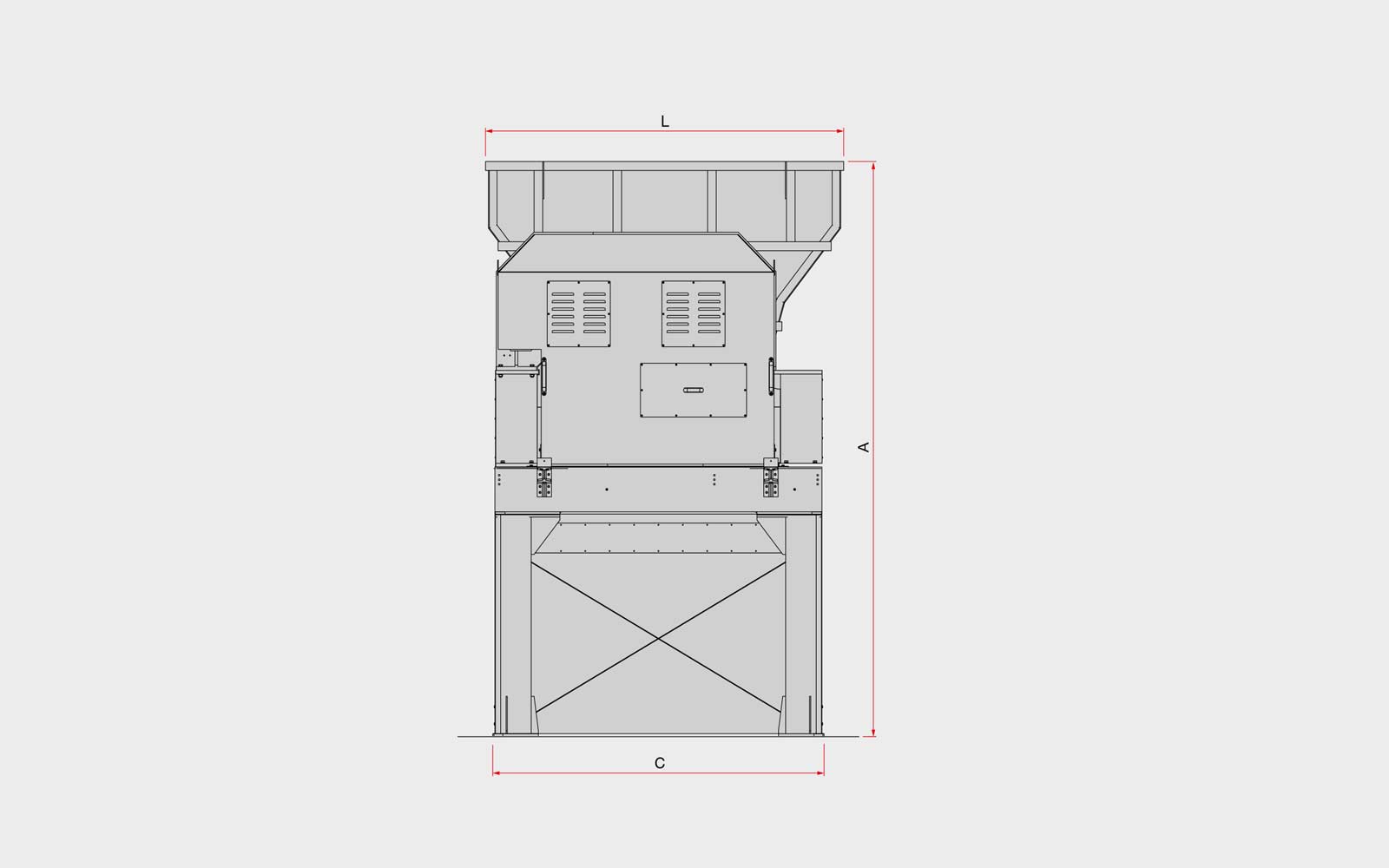 เครื่องบดย่อยเพลาคู่ หรือเครื่องบดสับ 2 เพลา 150hp Satrindtech ด้านข้าง
