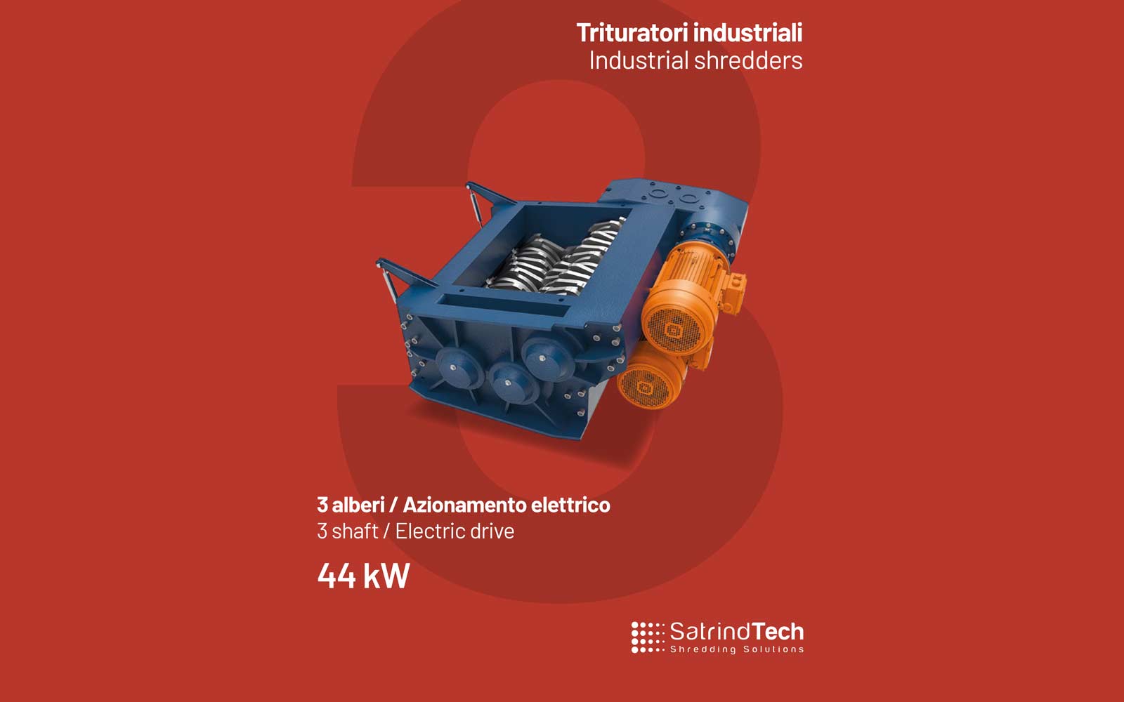 เครื่องบดย่อย 3 เพลา หรือเครื่องบดสับ 3 เพลา 60hp Satrindtech