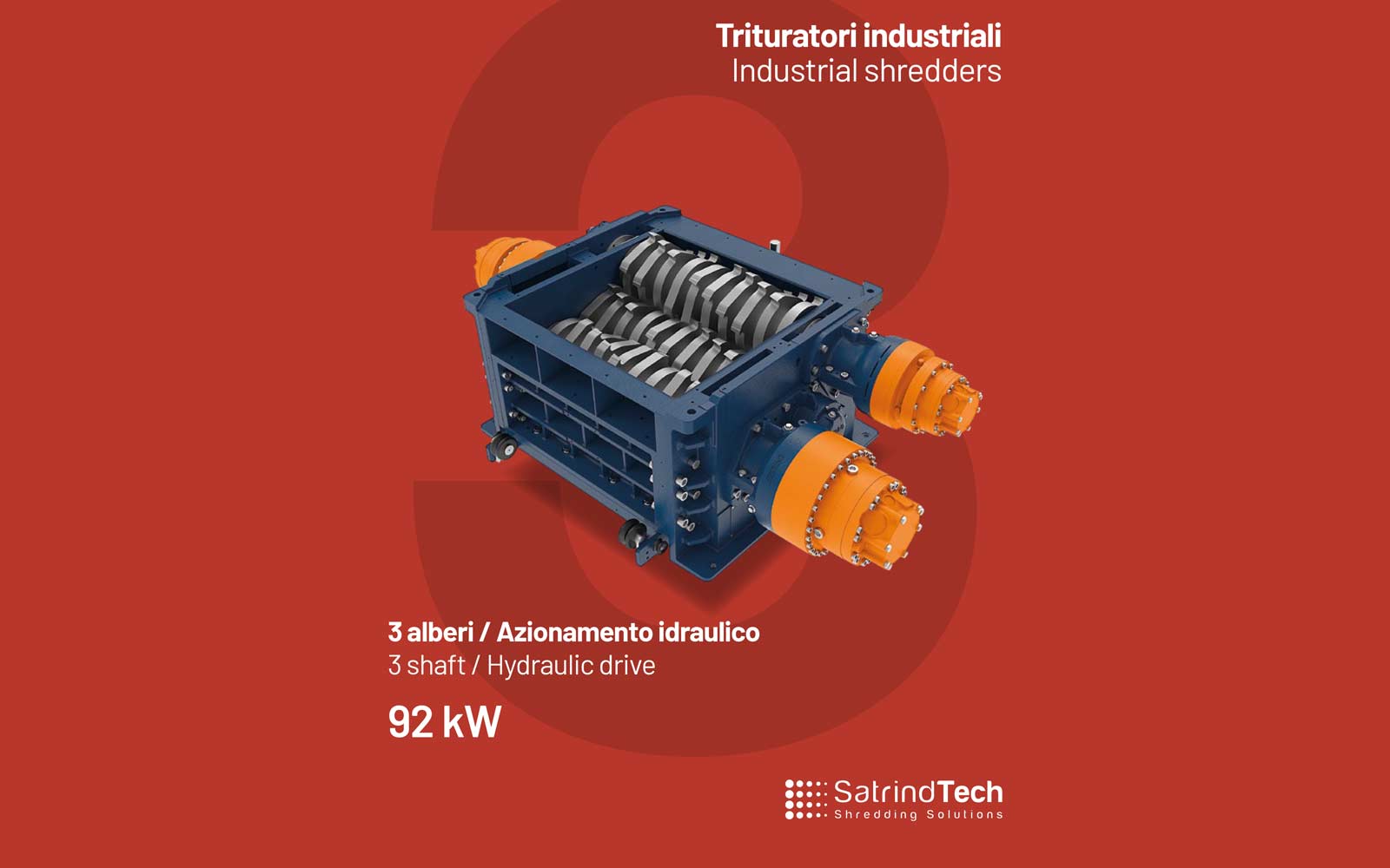 เครื่องบดย่อย 3 เพลา หรือเครื่องบดสับ 3 เพลา 125hp Satrindtech